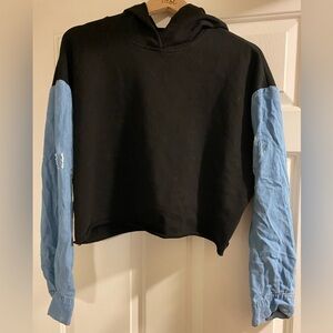 Black and Blue Cropped Hoodie Large